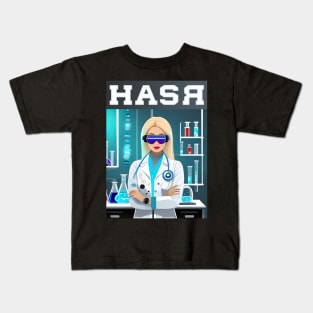 Futuristic Female Scientist (Design 1) Kids T-Shirt